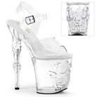 Pleaser Rapture-808 Clear Skull Platform Ankle Strap Sandal