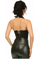 Top Drawer Black Faux Leather Steel Boned Collared Bustier Top - Daisy Corsets
