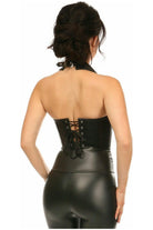 Top Drawer Black Faux Leather Steel Boned Collared Bustier Top - Daisy Corsets