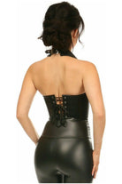 Top Drawer Black Faux Leather Steel Boned Collared Bustier Top - Daisy Corsets