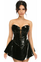 Top Drawer Black Patent Steel Boned Corseted Dress - Daisy Corsets