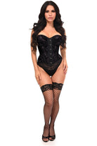 Top Drawer Black w/Black Lace Steel Boned Underwire Bustier Corset - Daisy Corsets