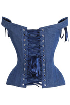 Top Drawer Dark Blue Denim Steel Boned Corset w/Straps - Daisy Corsets