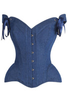 Top Drawer Dark Blue Denim Steel Boned Corset w/Straps - Daisy Corsets