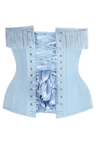 Top Drawer Light Blue Denim Steel Boned Overbust Corset w/Fringe - Daisy Corsets
