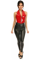 Top Drawer Red Patent Steel Boned Collared Bustier Top - Daisy Corsets