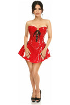 Top Drawer Red Patent Steel Boned Corseted Dress - Daisy Corsets