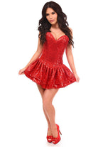 Top Drawer Red Sequin Steel Boned Mini Corset Dress - Daisy Corsets