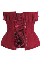 Top Drawer Red Suede Steel Boned Overbust Corset w/Fringe - Daisy Corsets