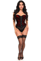 Top Drawer Red w/Black Lace Steel Boned Underwire Bustier Corset - Daisy Corsets