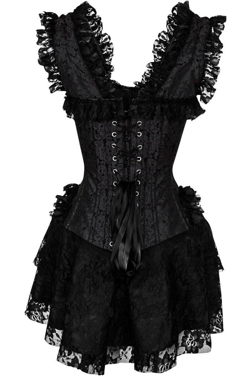 Top Drawer Steel Boned Black Lace Victorian Corset Dress - Daisy Corsets