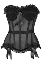 Top Drawer Steel Boned Black Mesh Underwire Bustier Corset - Daisy Corsets