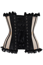 Top Drawer Steel Boned Nude & Black Mesh Underwire Bustier Corset - Daisy Corsets