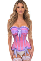 Top Drawer Steel Boned Pink/Purple Mesh Underwire Bustier Corset - Daisy Corsets