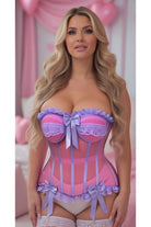 Top Drawer Steel Boned Pink/Purple Mesh Underwire Bustier Corset - Daisy Corsets