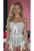 Top Drawer Steel Boned White Mesh Underwire Bustier Corset - Daisy Corsets