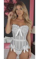 Top Drawer Steel Boned White Mesh Underwire Bustier Corset - Daisy Corsets