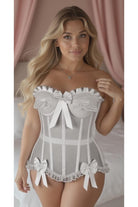 Top Drawer Steel Boned White Mesh Underwire Bustier Corset - Daisy Corsets