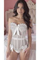 Top Drawer Steel Boned White Mesh Underwire Bustier Corset - Daisy Corsets