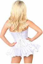 Top Drawer White Satin Steel Boned Corset Dress - Daisy Corsets